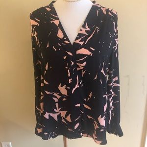 Ann Taylor Navy and Pink button blouse
